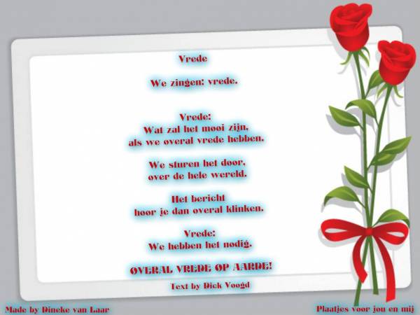 Goede 1001 Gedichten & Gedichtjes - Gedicht 'Vrede' door djdick MY-53